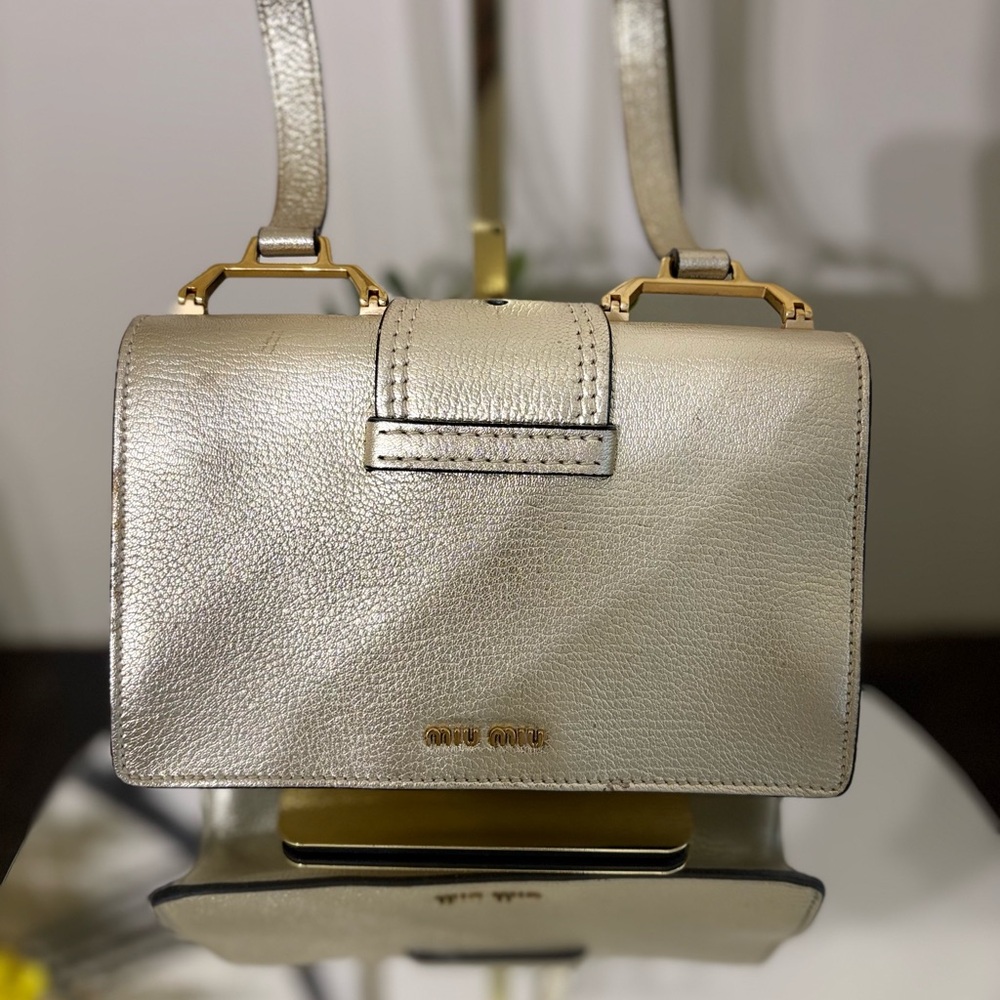 Miu Miu Gold Madras Crystal Embellished Crossbody Bag - Picture 4 of 13